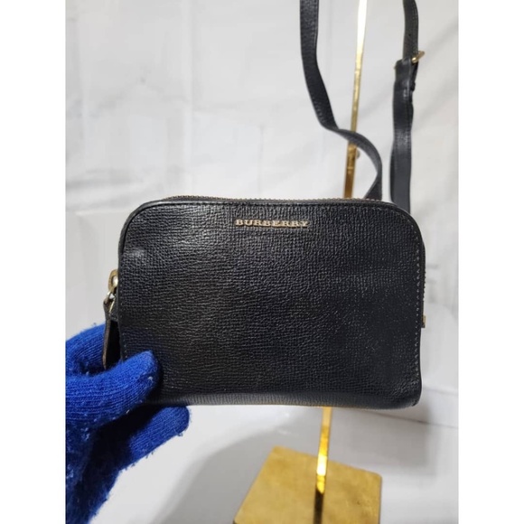 Authentic BURBERRY Grain Calfskin Small Crossbody Bag Black - Picture 10 of 15